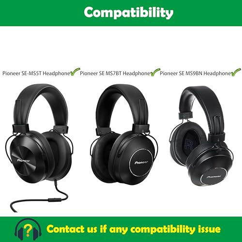 Almohadillas premium de repuesto compatibles con Pioneer SE-MS5T MS7BT MS9BN, cuero proteico más suave y espuma viscoelástica miniatura 2