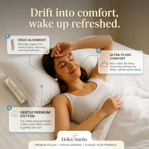 Image of Premium Microfibre Pillow, White, Standard Size, 61x41 Inch, Pillow Inserts, Pack of 1.