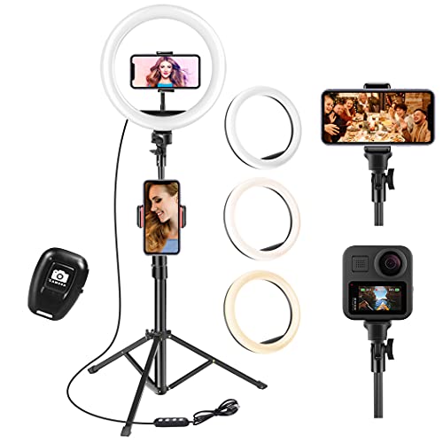 UPhitnis Aro de Luz con Tripode, 10" Ring Light con Control