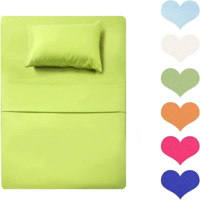 Image of Single Bed Super Solid Plain Bedsheet Cotton Microfiber with 1 Pillow Covers Green