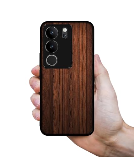 Image of Brown Wooden Texture Design Premium 2D Printed Metal Back Case Cover for Vivo V29 5G / V29 Pro 5G