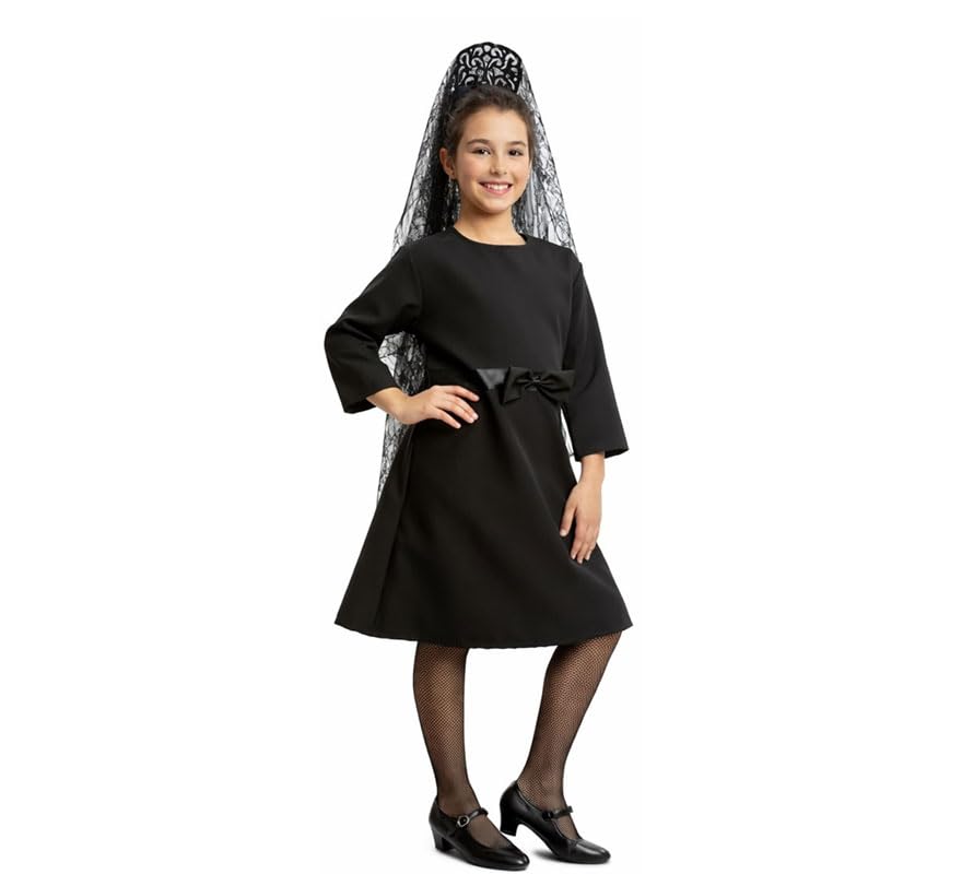 ZZ DISFRAZZES | Disfraz Manola Niña, Vestido Mantilla Infantil - Disfraz Semana Santa (Talla 10-12 años)