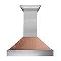 30" Ducted DuraSnow Stainless Steel Range Hood with Hand-Hammered Copper Shell (8654HH-30)