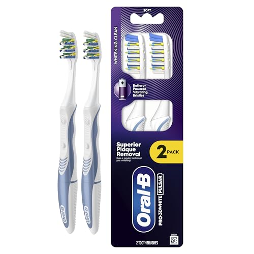 ORAL-B PRO-3DWHITE Pulsar Battery-Powered Toothbrush for Whitening & Plaque Removal Medium Bristles 2X