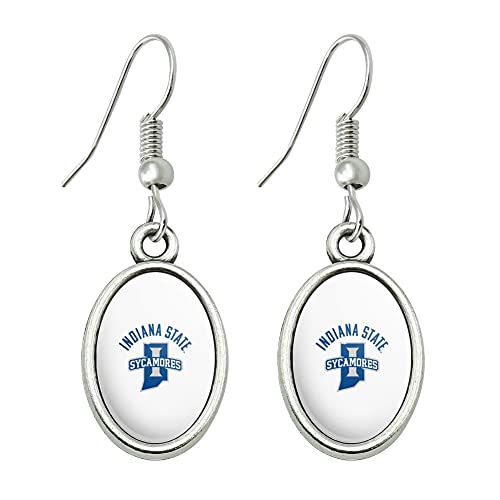Indiana State University Sycamores Novelty Dangling Drop Oval Charm Earrings