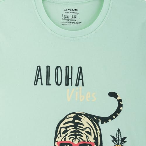 Image of Nap Chief Kids Cotton Night Suit for Boys & Girls, Tshirt & Pyjama Set for Sleepwear