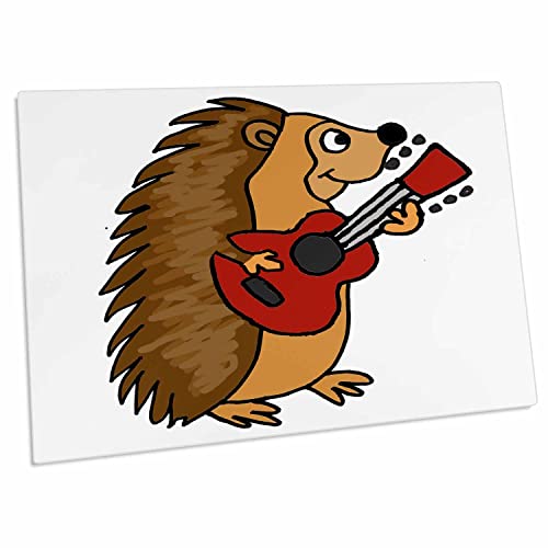 3dRose Funny Cute Hedgehog Playing The Guitar - Desk Pad Place Mats (dpd-255791-1)