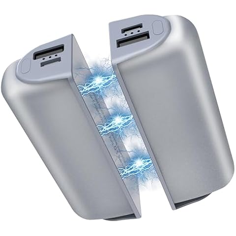 Hand Warmers Rechargeable 2 Pack,10000mAh Split-Magnetic Electric AI Handwarmer Power Bank,3 Levels, Camping,Hunting in Winter (Silver, One Size) Cover
