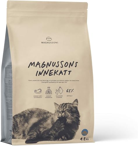 MAGNUSSONs Innekatt (1 x 4,8kg) | Katzentrockenfutter für Erwachsene Hauskatzen mit geringem Energiebedarf | 65% Fleischanteil | Ofengebacken
