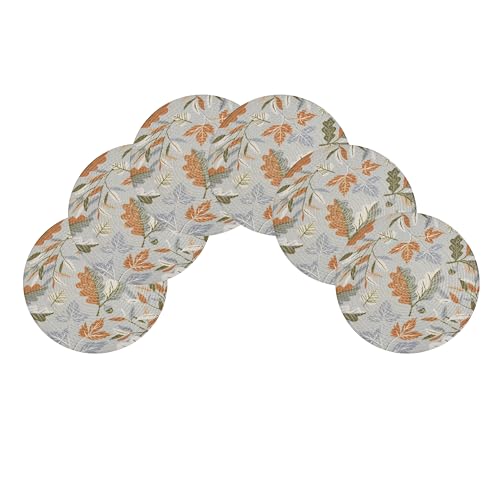 Image of LaVichitra Cotton Table Placemat | Dining Table Mat | Bed Side Table Mat | Cotton Round Shape Placemats | Washable PlaceMat for Shelves & Plant Pots - Pack of 6, Autumn Theme