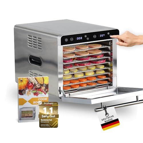 Sommertal Dörrautomat Silence 700 XXL inkl. 8 Edelstahl Dörrgitter, LED-Display, 24h Timer, Temperatureinstellung von (35°C–85°C) einstellbar, inkl. Kochbuch, Profi Dörrgerät, 700W Dehydrator Sommertal Dörrautomat Silence 700 XXL inkl. 8 Edelstahl Dörrgitter, LED-Display, 24h Timer, Temperatureinstellung von (35°C–85°C) einstellbar, inkl. Kochbuch, Profi Dörrgerät, 700W Dehydrator