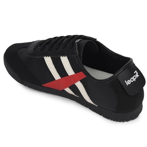 Image of Liberty LEAP7X Black Sneakers for Men - Memory Foam Lace-Up Casual Wear