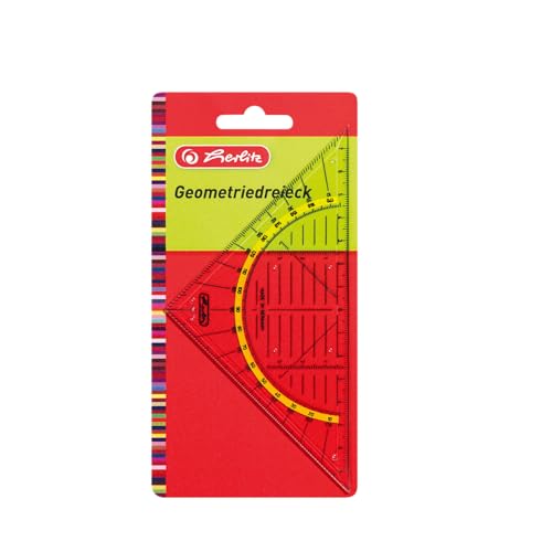Foto von herlitz Geometrie-Dreieck klein 16 cm transparent – Kunststoff Zeichendreieck für Schule & Mathematik – Präzises Geodreieck – 1 Stück