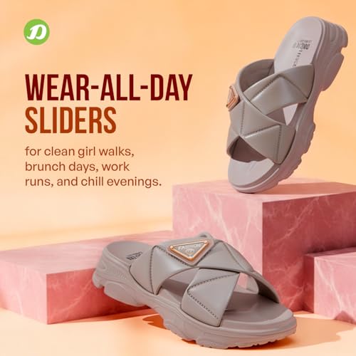 Image of DOCTOR EXTRA SOFT Women's Fashionable Buckle Sliders /Slippers with Cushion FootBed for Adult | Comfortable & Light Weight| Stylish & Anti-Skid| Waterproof & Everyday Flip Flops for Ladies Girls D-521