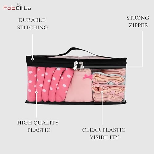 Image of FAB ELLITE Double Sided Hanging Organizer with 30 Clear Pockets | Wall Hanging Closet Storage for Socks Bra Underwear & Accessories Shelves Storage (Double-Sided Hanging Organizer, PVC Socks)