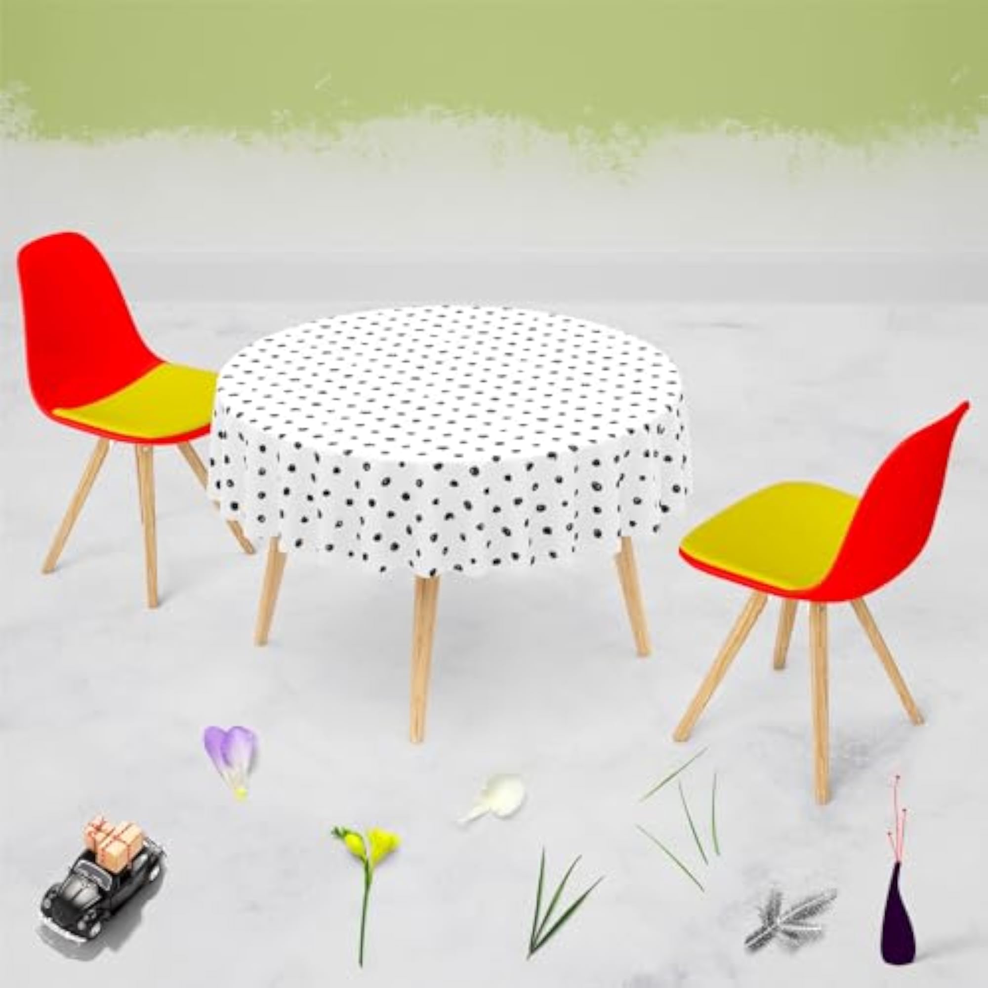 Black Polka Table Cloth Cover for Dining & Center Table