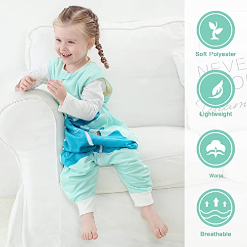 Image of MICHLEY Unisex Baby Wearable Blanket Autumn Winter Toddler Sleeveless Sleeping Bag with Feet,Green,3-5T