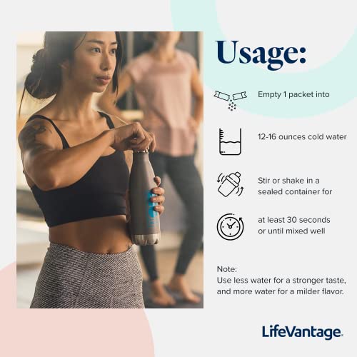 Image of LifeVantage AXIO Regular Energy Drink Powder, Nootropic Supplement, Focus & Mood Support, with L-theanine, Green Tea, B Vitamins, DMAE, Quercetin & Pine Bark, Sour Cherry, 30 Packets