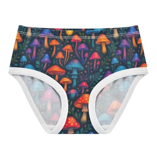 Joisal Girls Underwear Toddlers 2t Cotton Panties for Girl Cartoon Briefs Kids Undies Dark Colorful Mushrooms