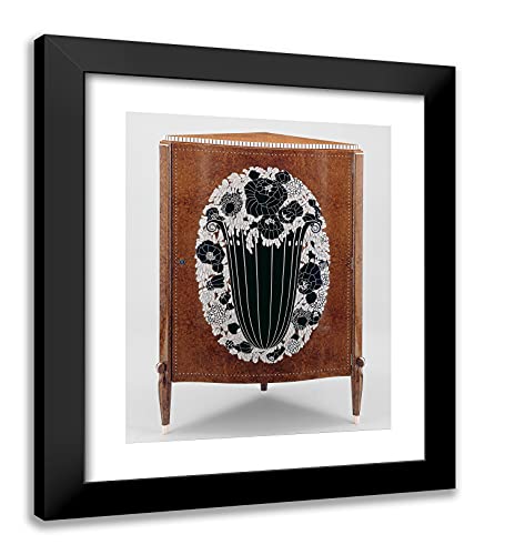 ArtDirect Jacques-Emile Ruhlmann 20x23 Black Modern Framed Art Print Titled Corner Cabinet