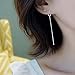 925 Sterling Silver Tassel Threader Dangle Earrings Teardrop Long Chain Ear Line for Women Girls
