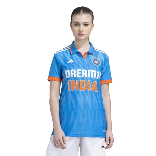 adidas India Cricket ODI Jersey Women (Dream 11) (US, Alpha, Medium, Regular, Regular, Bright Blue)