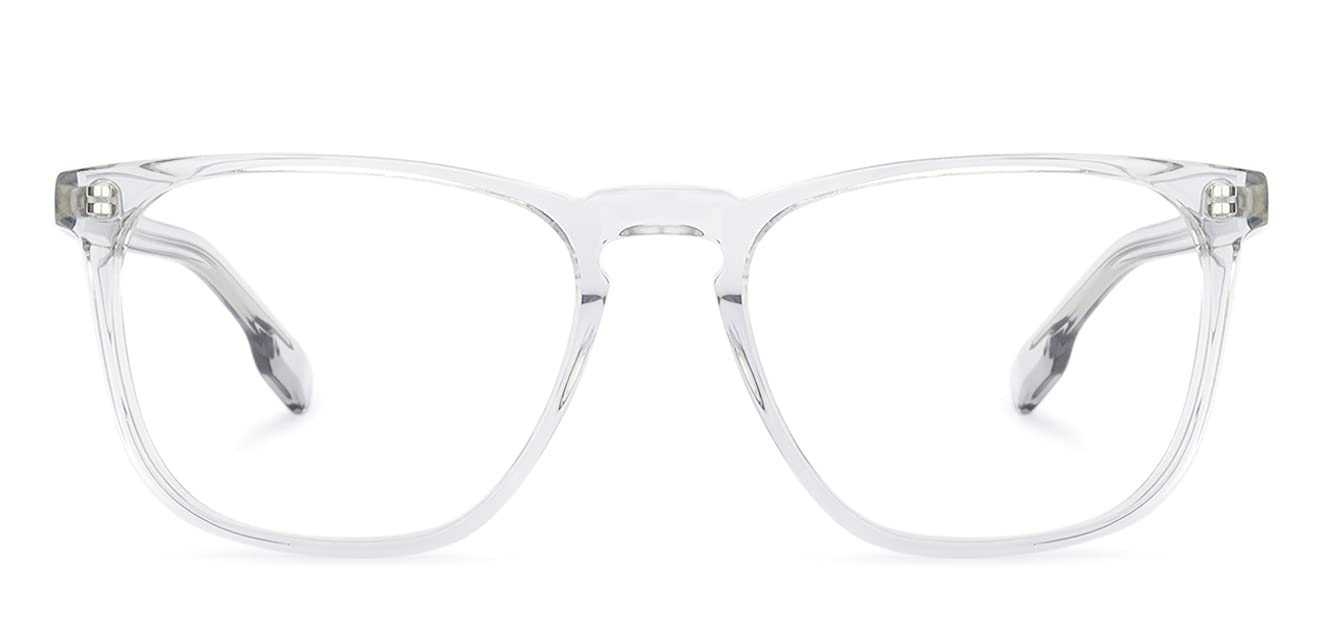 John JacobsBlu Cut & Antiglare Zero Power Computer Eyeglasses | Transparent Full Rim Square For Men & Women | Large | JJ E10235