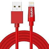 Kinps Apple MFi Certified Lightning to USB Cable 10ft/3m iPhone Charger Cord Super Long for iPhone X / 8 Plus / 8 / 7 / 7 Plus / 6S / 6S Plus / 6 / 6 Plus / SE, iPad Pro / Air / Mini (Red, 1 Pack)