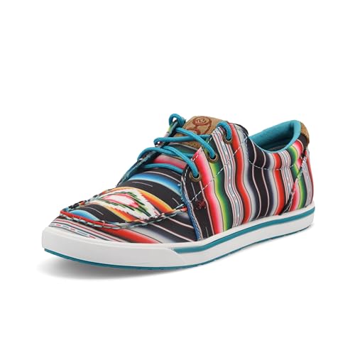 Twisted X Women's Hooey Loper, Moc Toe, Black & Serape, 10 M