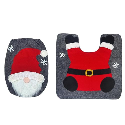 Christmas Gnome Toilet Cover Floor Mat Set Festive Bathroom Decoration and Gift Supplies Holiday Holiday Decoration Bathroom Decoration