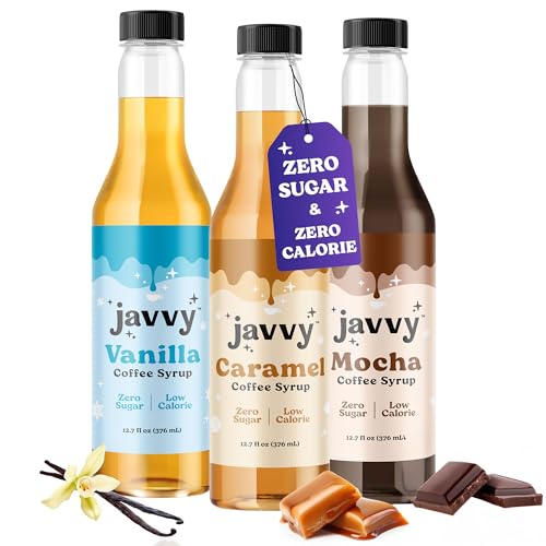 Coffee Syrup - Zero Sugar, Zero Calorie, Flavoring Syrup for Coffees, Coffee Bar Accessories - Great for Flavoring All Types of Drinks – 3 Pack