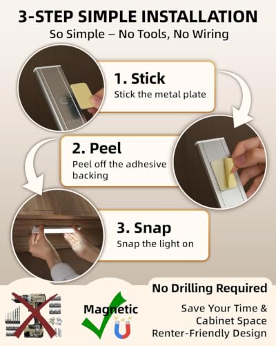 Image of Niwlix 30cm Motion Sensor Under Cabinet LED Light, Rechargeable Ultra-Thin Kitchen Lights Under Cabinet, 3 Colors & Dimmable, 4 Modes, USB-C Wireless, Pantry, Wardrobe, Closet