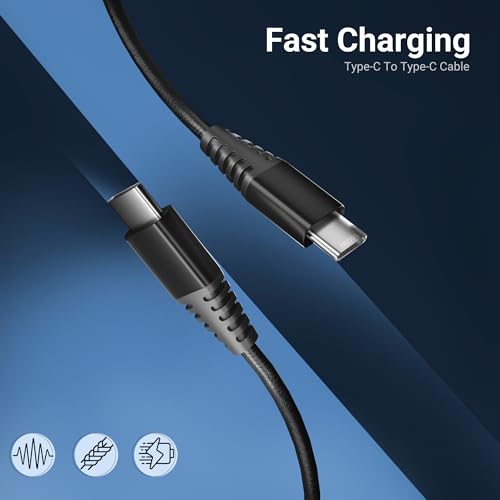 Image of Basesailor 100W USB C to Type C Nylon Braided Charger Cable [6 months WARRANTY] Fast Charging Cable Compatible for iPhone,Samsung,Oneplus,Nothing & Other Devices, High Speed Data Cable(Black)