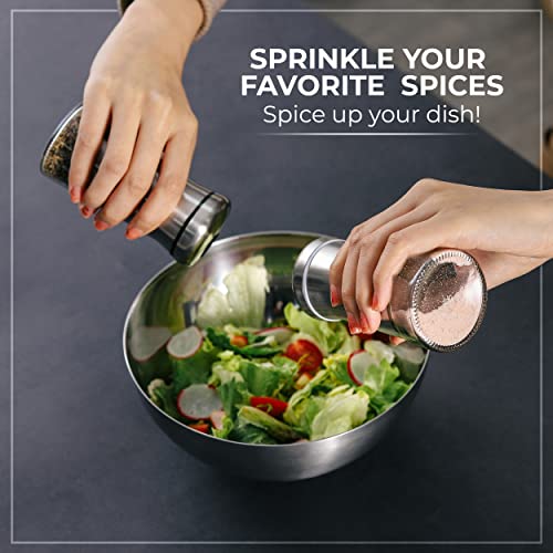 Kitchen-Go Salt And Pepper Shakers Set With Adjustable Pour Holes - Elegant Stainless Steel Spice Dispenser - Perfect For Himalayan, Table Salt, White And Black Pepper thumb #2