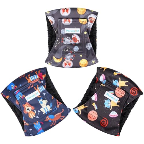 Image of Paw Legend Washable Dogs Diapers Male Dog Belly Bands for Male Dogs Diapers Reusable Puppy & Doggie Diapers Male (3 Pack, Medium)