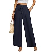 CZYINXIAN Women's Casual Wide Leg Pants Flowy Adjustable Tie Knot