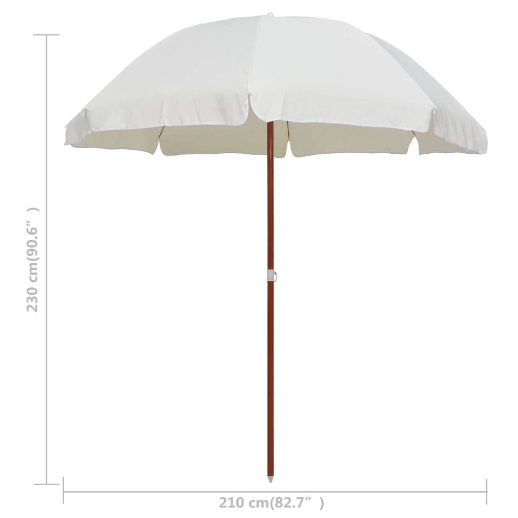 Parasol przeciwsłoneczny ze stalowym masztem w kolorze piaskowobiałym, odporny na promieniowanie UV, wodoszczelny, pochylony, zginany, z korbą, odporny na wiatr, do ogrodu, na balkon