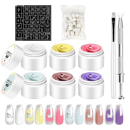Esmalte de Uñas en Gel - Pinturas De Uñas Coloridas En Gel - Juego de Suministros de Adhesivo de Consistencia Sólida para Uso en Salón o Casa | Kit de Salón Natural para Principiantes, Viaje, Hogar, F