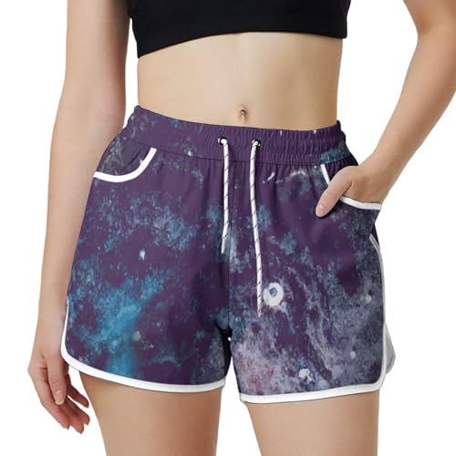 AYUNIX Women's Running Shorts with Pockets Quick Dry Performance Shorts for Women Purple Athletic Workout Gym Shorts