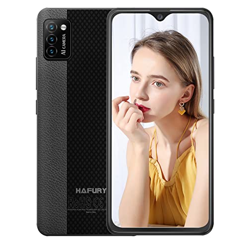 Hafury Günstig Smartphone ohne Vertrag Dual SIM, 4G-LTE Handy 5.5 Zoll Display mit 3100mAh Akku, 2GB + 16GB, 128GB erweitbar, Android 10, 3 Kameras, Face ID, Schwarz
