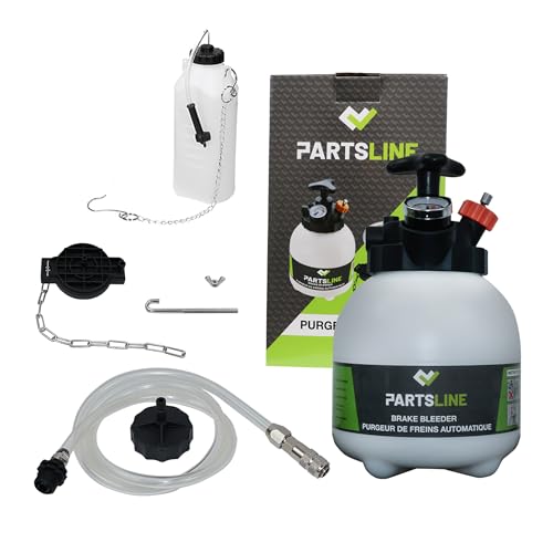 Partsline Purgeur de Frein Automatique et d'Embrayage avec Adaptateurs MULTIMARQUES (Purge Vidange Circuit Freinage) AVEC Bouteille de Récupération de Liquide de Frein