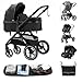 ALYIKOU kinderwagen 3 in 1 Zusammenklappbarer Kinderwagen KombiKinderwagen Aluminiumrahmen für Neugeborene Große Räder