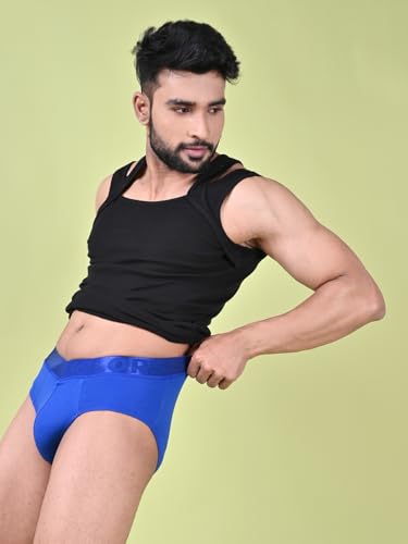 Image of Rupa Colors Modern Solid Brief for Men, Cotton Blend, Regular Fit, Outer Elastic, Pack of 1