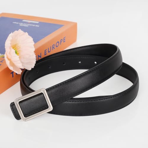Image of Aurolran Women's Leather Belt with Buckle - Ideal for Dresses, Jeans, and Coats