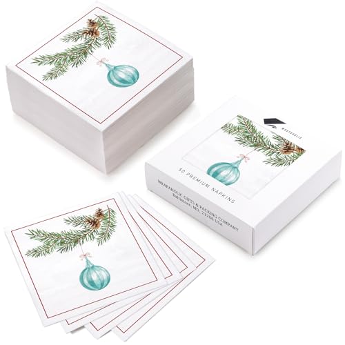WRAPAHOLIC 50Pcs Christmas Paper Napkins - 3 Ply Christmas Light Disposable Cocktail Napkin for Christmas Party Supplies Tableware, Xmas Holiday - 5 x 5 In – Image 4