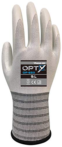 Wonder Grip OP-650 Opty - Guante de trabajo con revestimiento de nitrilo, guante de montaje de nitrilo, guante, guante de protección, antideslizante; S/07, blanco Cover