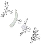 MJust 16G G23 Titanium Cartilage Stud Earring for Women Screw Flat Back Earrings Flower CZ Cartilage Earrings Helix Conch Daith Piercing Jewelry 6mm