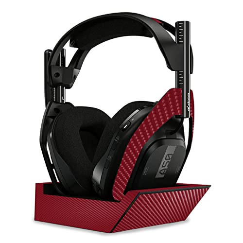Image of MightySkins Carbon Fiber Skin Compatible With Astro A50 Wireless Headphones + Base Station (Gen 4) - Solid Burgundy | Protective, Durable Textured Carbon Fiber Finish | Easy To Apply | Made in the USA