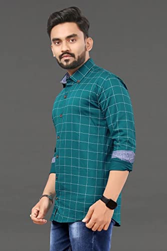 Image of Men's Casual Cotton Checks Shirt