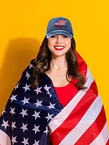 Image of 4 Pieces USA Flag Hat American Patriotic Baseball Cap Tactical Hat for Men Adjustable Cotton Dad Hat Women Teens